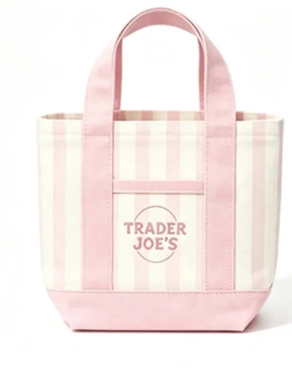 👛 Trader Joe's Pink Stripe Canvas Tote 👛